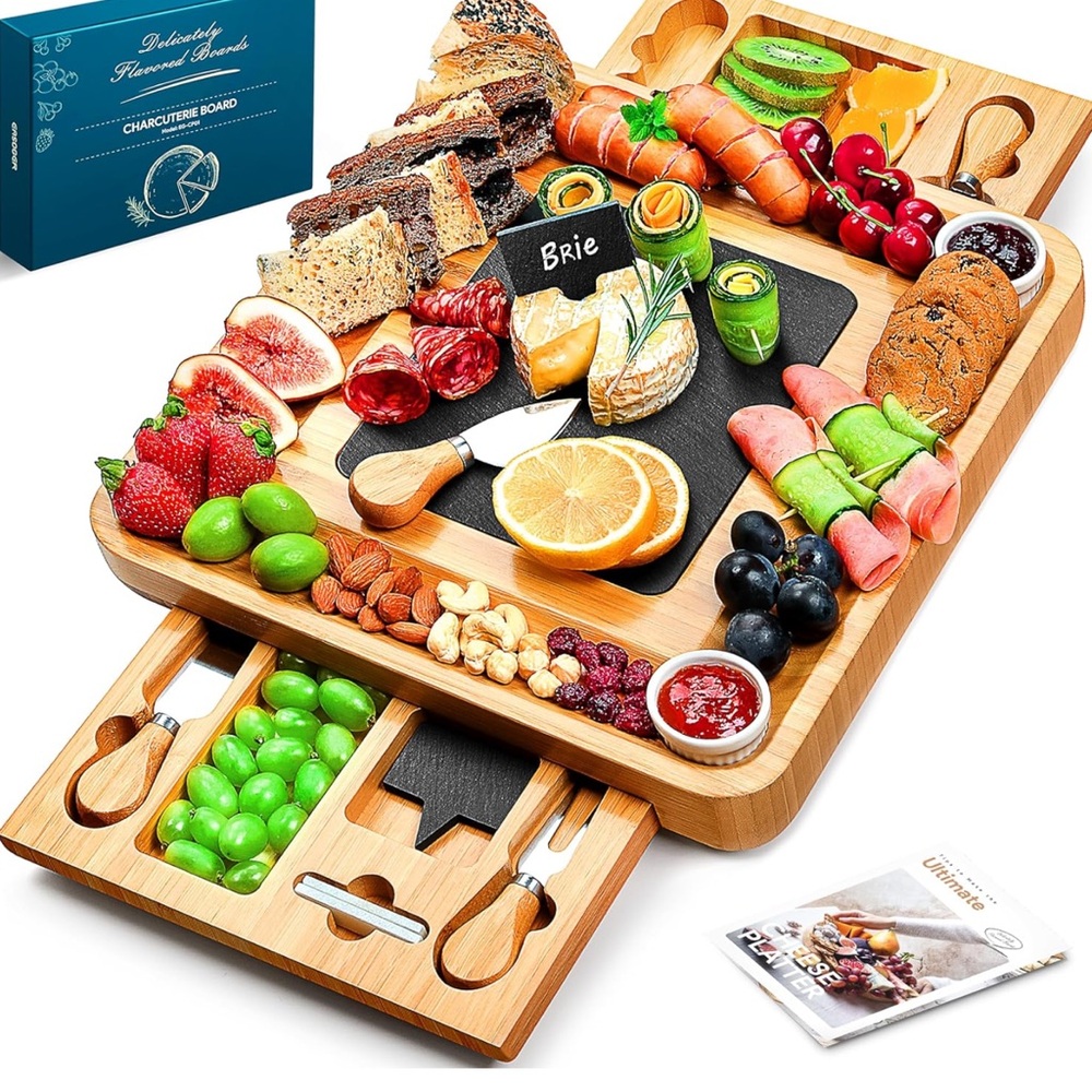 Bamboo Charcuterie Board with Cutlery Set